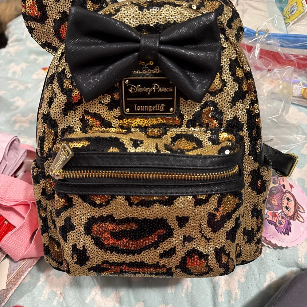 Loungefly Leopard Sequin Mini Backpack NWT - image 1